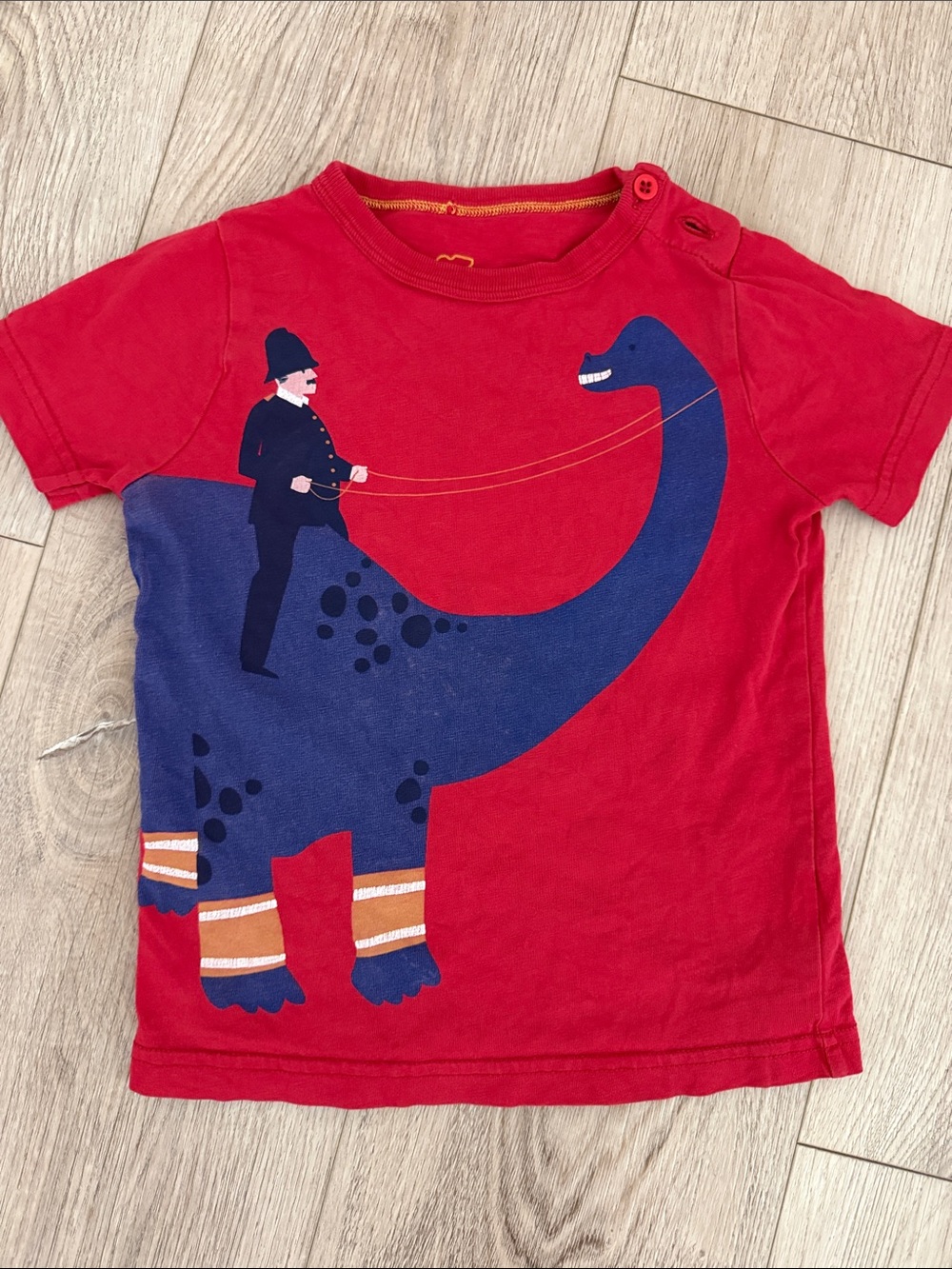 Mini Boden Red Dinosaur Graphic T-Shirt Boys Size 1.5-2 Years